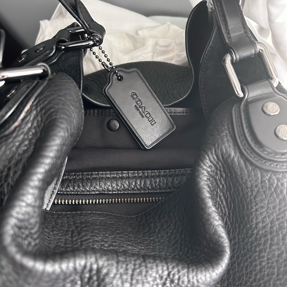 Coach Textured Black COACH 57647 Edie 42 Leather & Suede hobo, Shoulder Bag